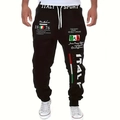 Pantaloni joggers neri da uomo con stampe 3D Italia e coulisse per uno stile casual - S / Nero