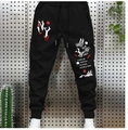 Men's high street black joggers with graffiti NY print and elastic drawstring waist - 3XL / Black (CK21)