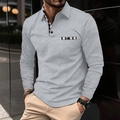 Herren Langarm-Poloshirt in Hellgrau mit klassischem Kragen und Karomuster-Besatz - S / Grau