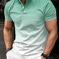 Polo da uomo a maniche corte con un elegante design sfumato in verde menta e bianco - S / Sfumato Turchese