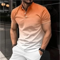 Polo de golf homme coupe ajustée avec dégradé orange vertical et col officier - S / Dégradé Orange Rouge