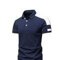 Ανδρικό μπλουζάκι πόλο navy blue με λευκές αντιθέσεις και πατιλέτα με τρία κουμπιά - S / Ναυτικό μπλε