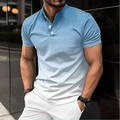 Polo homme slim à col montant avec un design élégant en dégradé de bleu et de blanc - S / Dégradé Bleu Clair