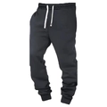 Men's solid color joggers in dark grey featuring white drawstring and ribbed cuffs - 3XL / Dark Gray