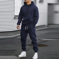 Ensemble de sport bleu marine pour homme avec sweat à capuche et pantalon de jogging - S / Haut Et Bas / Bleu Marine