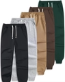 Men's jogger sweatpants in grey, black, khaki, coffee, and green with drawstring waist - 3XL / Coffee