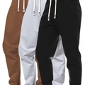 Men's drawstring jogger pants shown in brown, light gray, and black color options - 3XL / Dark Brown