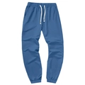 Men's casual mid-blue jogger pants with elastic drawstring waist and tapered cuffs - 3XL / Dark Blue
