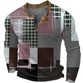 Detail eines Herren-Poloshirts mit asymmetrischem Karo- und Hahnentritt-Digitaldruck - 3XL / Oberteile / Schwarz Grau Braun Unregelmäßiges Patchwork (HJ-1225-050)
