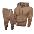 Survêtement décontracté pour homme avec sweat à capuche et pantalon de jogging en marron - S / Haut Et Bas / Café