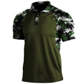 Herren Poloshirt in Olivgrün mit Camouflage-Muster an Kragen und Ärmeln, Freizeit - S / Olivgrün Militärtarnung (PDX305080801)