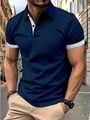 Men's slim fit navy blue polo shirt with white contrast trim on collar and sleeves - S / 藏青色白色拼接(G32P404)