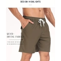 Détail du short à séchage rapide vert armée avec taille élastique et cordon blanc ajustable - XS / Vert Militaire