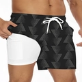 2-in-1 Herren Sportshorts mit geometrischem Muster und praktischer Handytasche - XS / Schwarz Gepunktet Geometrisch