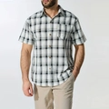 Men's casual plaid short-sleeve shirt with front pocket and button-down collar - S / Grey Grid (HD-DS902)