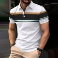 Polo homme blanc coupe ajustée avec rayures contrastées sur la poitrine et le col classique - S / Blanc