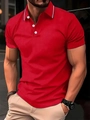 Polo homme rouge à manches courtes avec col rayé et patte à trois boutons coupe slim - S / Rouge