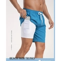 Maillot de bain 2-en-1 bleu pour homme avec doublure blanche et poche pour téléphone - XS / Bleu lac