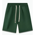 Detail of dark green men's plus size shorts featuring elastic waist and white drawstring - Green