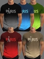 Detailansicht der Paris Grafik-T-Shirts in fünf Farbverläufen für Herren - 3XL / Schwarz Blau Grün Rot und Braun Set(HD-DT103)