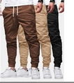 Pantaloni sportivi da uomo nei colori marrone, kaki e nero con polsini a costine - 3XL / Caffè + Cachi