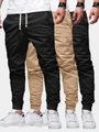 Pantaloni sportivi da uomo in nero e kaki con coulisse bianca e polsini elastici - 3XL / Nero + Cachi