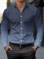 Detailansicht des Herren-Langarmhemdes mit Farbverlauf im urbanen Business-Casual-Stil - S / Marineblau