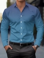 Detail of navy blue men's shirt with subtle geometric cross pattern and resin buttons - S / Blue