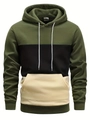 Detailed close-up of a men's hoodie featuring tricolor panels and a ribbed windproof cuff - S / Top (HD-WY200) / Green