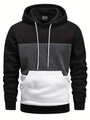 Detail of hooded sweatshirt featuring color block panels and kangaroo pocket - S / Top (HD-WY200) / Dark Gray