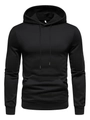 Detail view of black drawstring hoodie showing ribbed cuffs and kangaroo pocket texture - S / Top (HD-WY201) / Black