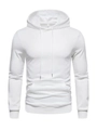 Detail van een witte hoodie met geribbelde manchetten, kangoeroezak en verstelbaar koord - 5XL / Klassieke Stijl (HD-WY201) / Wit