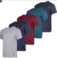 Fünferpack Herren T-Shirts mit Rundhalsausschnitt in verschiedenen melierten Farben - 3XL / Marine Grün Rot Blau und Hellgrau Set(HD-DT106)