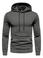 Detailopname van donkergrijze hoodie met verstelbaar trekkoord en kangoeroezak - S / Klassieke Stijl (HD-WY201) / donkergrijs