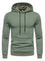 Detail van saliegroene hoodie met trekkoord, kangoeroezak en geribde boorden - S / Klassieke Stijl (HD-WY201) / Lichtgroen