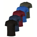 Five-pack of men's quick-dry sports t-shirts in navy, red, blue, green and black - 3XL / Green RoyalBlue Red Navy and Black Set(HD-DT104)