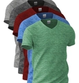 Men's hip-hop street style V-neck t-shirts in five heathered colors including green and grey - 3XL / LightGray DarkGray Red Blue and Green Set(HD-DT110)