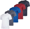 Five-pack of casual V-neck short sleeve T-shirts in white grey blue red and navy - 3XL / Navy Red Blue Gray and White Set(HD-DT108)