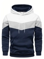 Detailed view of tricolor hoodie with kangaroo pocket and ribbed cuffs in size L - S / Tops / White Navy (HD-WY202)