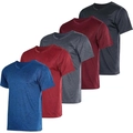 Five-pack men's crewneck t-shirts in royal blue, red, grey, burgundy, and charcoal - 3XL / Black Wine Gray Red and Blue Set(HD-DT109)