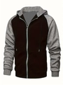 Detail view of contrast stitching and metal zipper on this color block hoodie - S / Top (HD-WY208) / Black