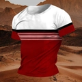 T-shirt homme manches courtes style hip-hop avec motif à blocs tricolores rouge et blanc - 3XL / Épissage Rouge (HD-DT101-Rouge)