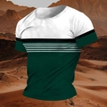 T-shirt décontracté pour homme avec design bicolore blanc et vert foncé à rayures noires - 3XL / Épissage Vert (HD-DT101-Vert)