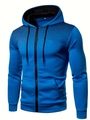 Detail of royal blue hoodie featuring black gradient dot print and zip closure - S / Tops / Blue Gradient Polka Dot