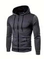 Detail of grey zip hoodie with black gradient dot pattern and textured cotton fabric - S / Tops / Dark Gray