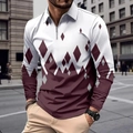 Stilvolles Herren-Poloshirt mit Farbverlauf und geometrischem Rautenmuster - S / Burgunderrot-Farbverlauf
