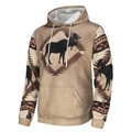 Übergröße Herren-Kapuzenpullover in Khaki mit Elch-Silhouette und Ethno-Mustern - S / Braunes Elch-Stil (HD-WY213)