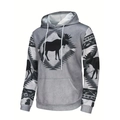 Herren Hoodie in Übergröße mit grauem Südwest-Stammesmuster und schwarzer Elch-Silhouette - S / Graues Elch-Stil (HD-WY214)