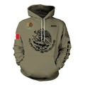 Detailansicht des Mexiko-Azteken-Adler-Drucks auf diesem Herren-Hoodie in Armee-Grün - S / Mexiko-Themen-Adler-Druckstil (HD-WY216)