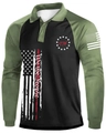 Close-up of 1776 and We the People prints on a color-block long sleeve polo shirt - S / Top (HD-CXPL126) / Green